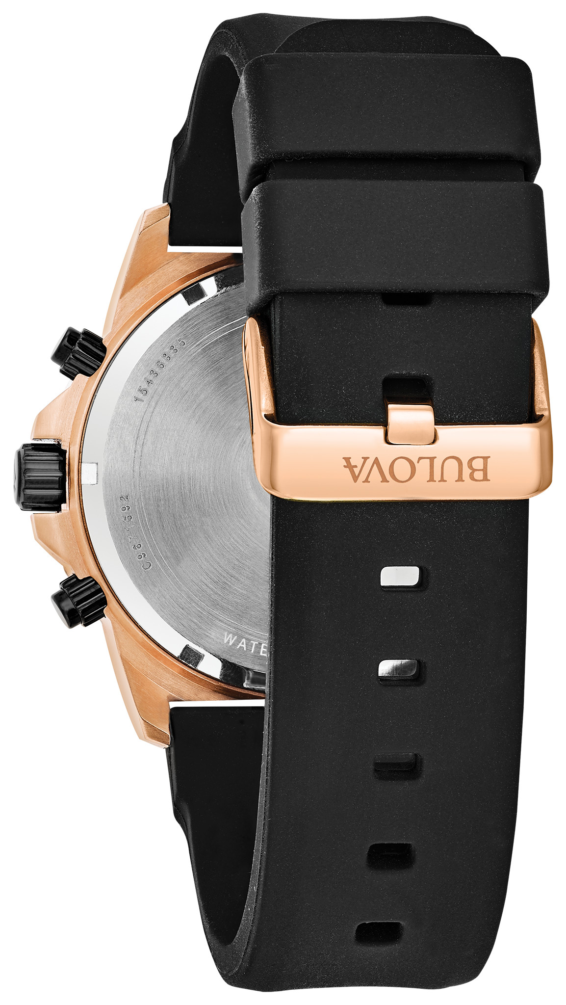 Bulova Marine Star Men s Rose Gold Black Dial Black Strap Watch